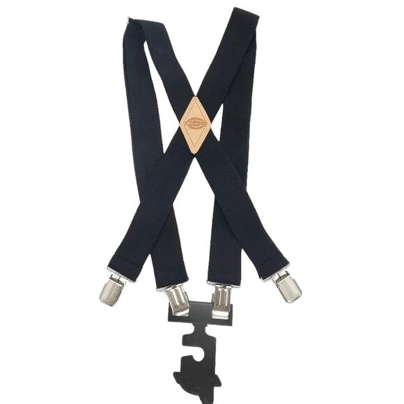 NWT Dickies Men's 1.5” Solid Black Straight Clip Adjustable X Back Suspender OS - Picture 4 of 10